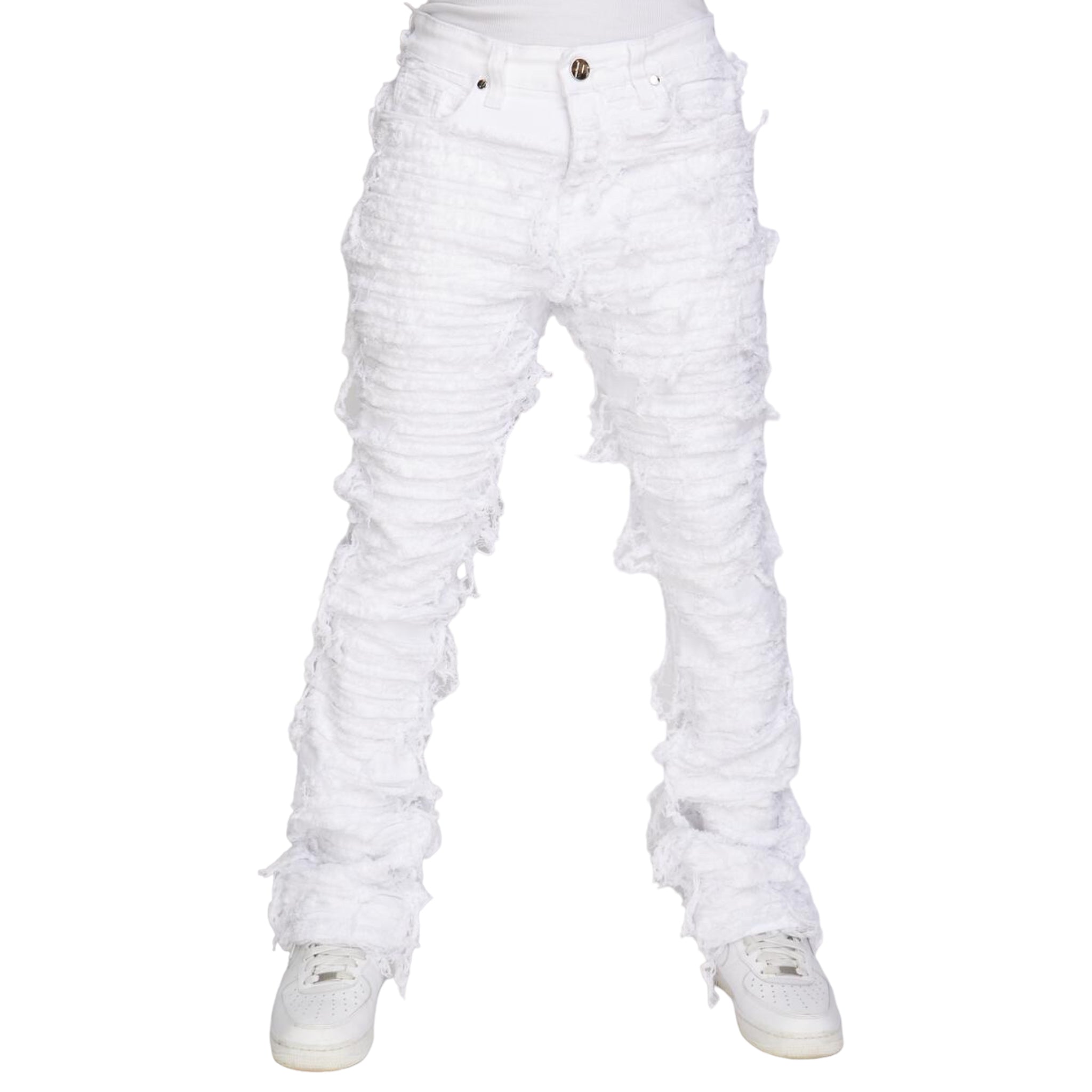 POLITICS: Thrashed Distressed Stacked Flare